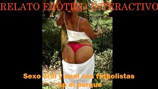 Audio ASMR - Sexo blowjob y anal en el parque con futbolistas - Parte II