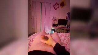Femboy solo masturbation (Huge Ejaculation)
