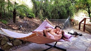 Excited Large Tit Redhead Masturbates Nude Outside Begging Dad – Hammock Finger Bang & Intensive DVP Toy Ride