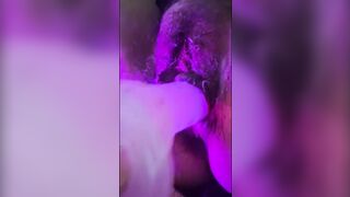 Pink light iPhone Web camera - Amateur Lesbian babes play with confetti sextoy UP CLOSE