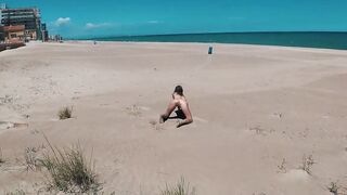 Excellent nudist gal have enjoyment on a public beach in Valencia. Bare Outdoors