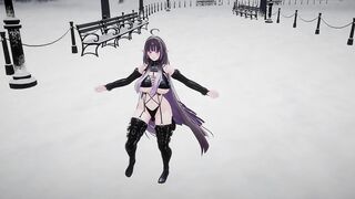 Bare Elf VTuber Dances Pink Cat - Manga MMD