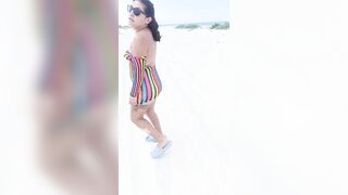 Flashing in the beach show My bazookas booty and greater amount