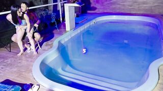 Caught! by 2 brunettes masturbating in the condominium's public pool