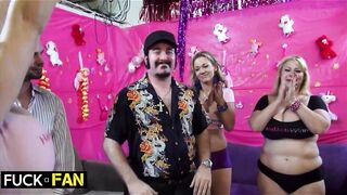 Large Breast Celebration: Siri And Samantha Service Dicks On Bang A Fan!