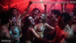 [AI-generated] Red Glow Intimate Club Rave – Go-Go Dancers, Topless DJ, Flying Large Bazookas & Crimson Heat Chaos – Rhythm & Skin