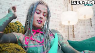 Solo Tattooed Bombshell Exploring Anal Toys in Underware