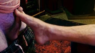 Foot worship for my str8 ally - tugjob and cum on feet