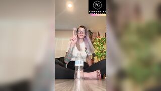 6'7" / 200cm Tall Amazon Giantess Bitch goddess Times Herself Chugging a Bottle of Water....Then makes a Bong!?