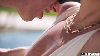 MILFY Breasty Golden-haired mother I'd like to fuck Laura Bentley Can't Resist Pool Hunk's Thick Ramrod