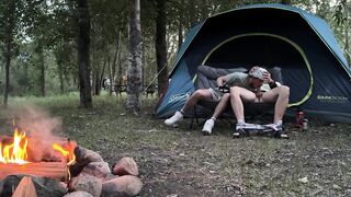 Sucking his mushroom head during the time that camping