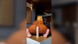 One of my subscribers said me to ride a sex toy in the kitchen