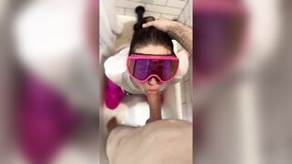 Soaked oral sex with eye contact and dirty finish