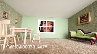 Giantess eats step-bro for lunch- Black Dominatrix-bitch Luna Law's stepbrother stuck in dollhouse becomes Lunch, Taboo Giantess Vore dream