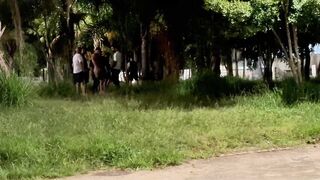 I went looking for a nasty single chap at the dogging spot! We arranged to meet fans in the square and they showed up.