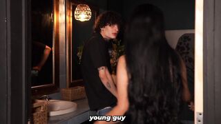 Large-breasted stepmother catches her stepson masturbating and teaches him a lesson