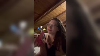 Tease blow job on sex-toy