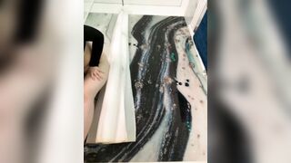 Squirting climax on the washroom