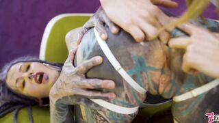 Tattooed Goth Teens Go Wild Extraordinary Toy Banging Session