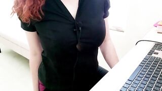 ASMR Hawt Little Intern Gives Boss JOI And Helps Him To Cum.