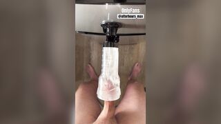 Slow Clear Fleshlight Edging Ends With Intensive Explosive Spunk fountain - Solo Boy