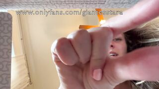 Giantess stifles shriek with creeping buttplug