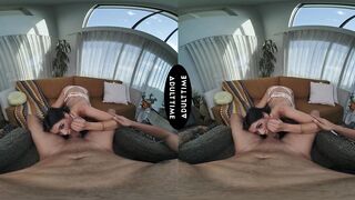 UP CLOSE VR - Wild Tiny Brunette hair Harley Haze KNOWS How To Ride A Dong POV