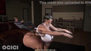 A mother I'd like to fuck with a toned body and a great booty works out in the living room whilst her stepson sees - CG Manga - OCICI
