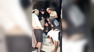 Homo quartet screwing hard in the butt, on emergency stairs sucking large dongs raw and cumming in the butt
