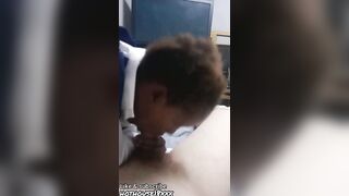 Ebony cuties are superlatively good at sucking white dongs