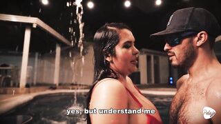 Spouse gives his breasty Latin chick a pool and that babe cheats on him by sucking the instructor's weenie