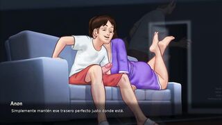 Foot fetish with my stepmother until that babe gets all my jizz out with her feet - summertime saga