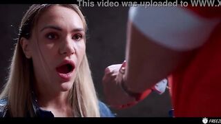 Golden-haired Secretary Facefucked in Prison - Working Hotty Freeze Drilled by Stranger