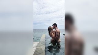 Vehement sex in public pool
