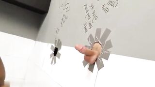 Large Breasty Titties Wife screws white dong in the Gloryhole