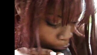 Ebony angels drilled outdoors in FFM 3some