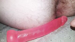 Homosexual Teen Screws His Taut Anus With Pink Sex-toy