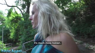 Public Agent - Blond mother I'd like to fuck with natural breasts and admirable vagina flaps bangs outdoors in a public park