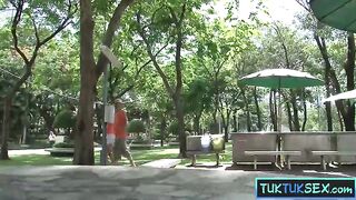 Tiny Oriental teen amateur from Thailand picked up on the street
