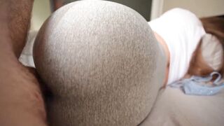Step sister caught me wanking and I drilled her throughout a gap in her leggings