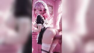 Lascivious Pink Hair Maid Gets Her Constricted Snatch Filled With Thick Cum in Pink Room - Immodest Creampie