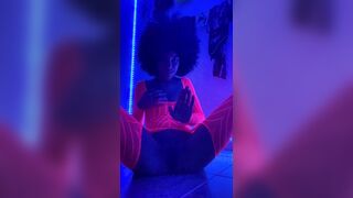 HOT DOXY Screwing Herself in Neon Underware Bodysuit in the Darksome