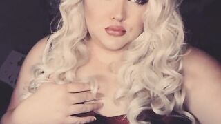 Cute bold golden-haired big beautiful woman tease