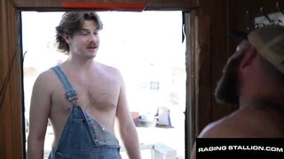 FURIOUS STUD-HORSE - Large Cock Step-Nephew Fills Ian Sterling's Throat & Shaggy Aperture in The Trailer