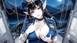 Comics Cute Police Officer Showing Tits, Ai Animation