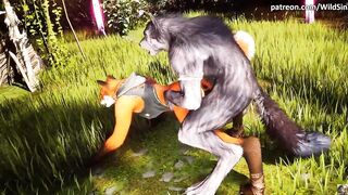 Ebony Werewolf bangs and creampie cute Yiff Foxy, sexy vagina lick- Wild Sin