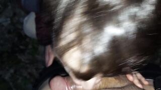 Youthful uncut hunk goes public cruising into the woods and gets his throat filled with boy dong, cum