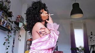 Black Female-dom Chayenne teases virgin and uses him as her ashtray