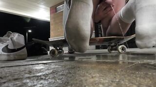 Skater Femboy Pees Hard Infront Of U Then Cums On Your Face????