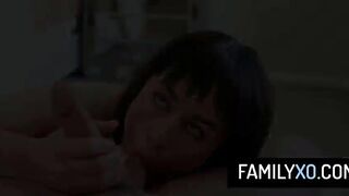 Sexy brunette hair stepmother needs her stepson goo in her cunt